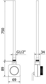 Mexen Ares, elektromos fűtőelem 1500x600 mm + fűtőrúd 900 W, fekete, W102-1500-600-6900-70