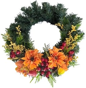 Műfenyő koszorú Jiřina és csipkebogyó, átmérő 30cm