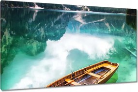 Vászonkép 120x70 Csónak a hegyi tavon