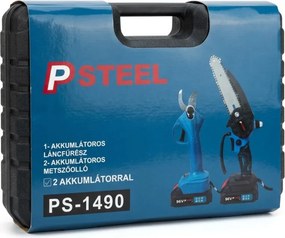 PSteel Akkumulátoros Ágvágó Láncfűrész és Metszőolló Szett két akkumulátorral – 96V