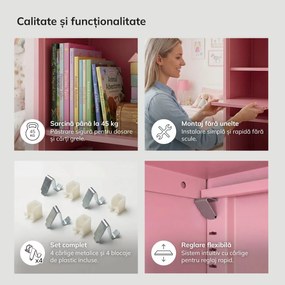 Fém polc ALEX szekrényhez, 448 x 360 x 20 mm, Fresh Style: púderrózsaszín