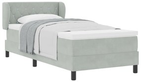 Boxspring Ágy Mattal Világosszürke 90x200 cm Bársony