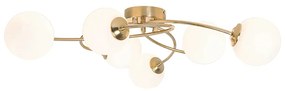 Modern mennyezeti lámpa arany opál üveggel 6 lámpás - Athén