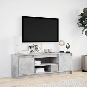betonszürke szerelt fa TV-szekrény LED-ekkel 139,5 x 34 x 50 cm