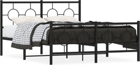 vidaXL fekete fém ágykeret fej- és lábtámlával 140 x 190 cm