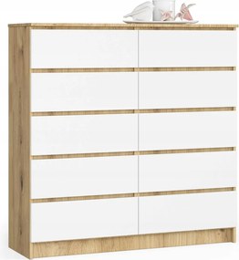 Komód szekrény K120 10 fiókos artisan-fehér Akd
