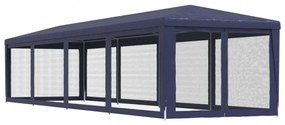 kék HDPE rendezvénysátor 10 hálós oldalfallal 3 x 12 m