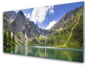 Modern üvegkép Mountain Lake Landscape 120x60cm 2 fogas