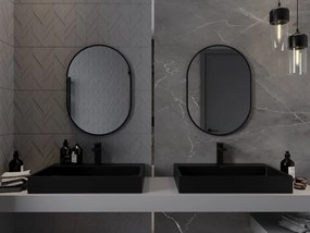 Mexen Loft ovális fürdőszobai tükör 70 x 50 cm, fekete keret - 9851-070-050-000-70
