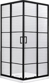 Fekete Zuhanykabin 90x80cm Loft Black Dubai Fekete Rácsos Indes