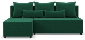Nobu sarokkanapé, bársony, univerzális oldal, zöld