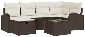 vidaXL Kerti Kanapé Szett párnával tárolóval 7 pcs Barna Poli rattan