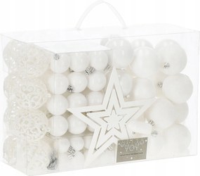 Karácsonyfadísz Szett 6/4/3cm 100db Fehér MIX Mintás Dekoráció