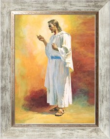 Jézus Krisztus Szakrális Vászonkép Fehér Díszített Keretben 30X40