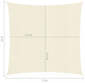 krémszínű HDPE napvitorla 160 g/m² 5 x 5 m