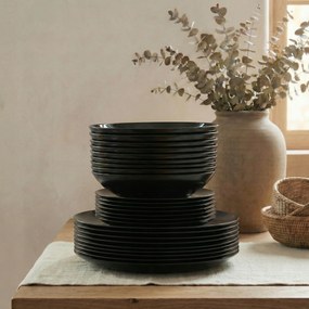 12 személyes Ebédlő Fekete Opál Mosogatógép Tányér Szett