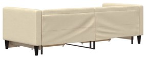 krémszínű kihúzható szövet heverő fiókokkal 80 x 200 cm