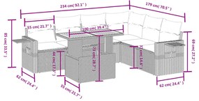 7 részes fekete polyrattan kerti ülőgarnitúra párnával