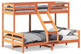 viaszbarna tömör fenyőfa emeletes ágy 80 x 200/140 x 200 cm