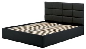 TORES II kárpitozott ágy matrac nélkül (160x200 cm) Fekete Eko-bőr