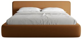 Terrakotta színű kárpitozott ágyneműtartós franciaágy ágyráccsal 180x200 cm Kiana – Makamii