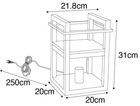 Ipari asztali lámpa fekete fával - Cage Rack