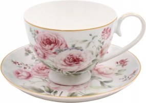 Home Elements Porcelán bögre csészealjjal 250 ml, Rose