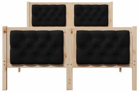 Ágykeret fejtámlával Fekete 120 x 190 cm Tömör fenyőfa