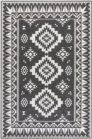 Teraszszőnyeg 80x150cm,fekete krémszínű kétoldalas,zsinóros lapos szövésű