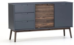 Antracitszürke-sötétbarna borovi fenyő alacsony komód 140x80 cm Nussa – Marckeric