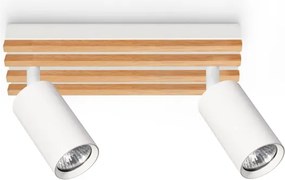 Brilagi - Irányítható spotlámpa SELE WOOD 2xGU10/30W/230V fehér/fa