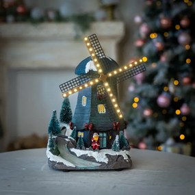 Karácsonyi mozgó, világító szélmalom dekoráció 24 cm &#8211; 2 féle