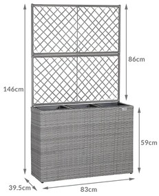 Casaria® Virágcserép dobozzal és ráccsal - szürke