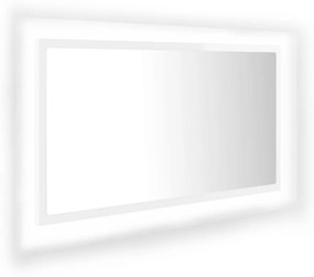 Magasfényű fehér akril LED-es fürdőszobatükör 80x8,5x37 cm