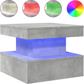 vidaXL betonszürke dohányzóasztal LED-lámpákkal 50 x 50 x 40 cm