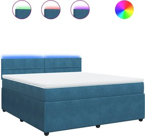 vidaXL kék bársony rugós ágy matraccal 180 x 200 cm