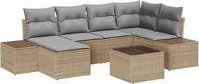 vidaXL Kerti Kanapé Szett 6 pcs Beige és Világosszürke polirattan