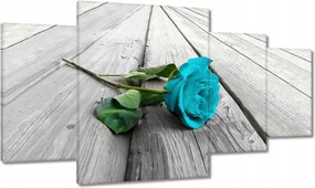 Vászonkép 160x90 Kék rózsa a deszkákon