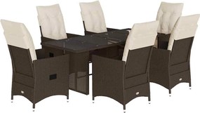 vidaXL 7 részes barna polyrattan kerti étkezőgarnitúra párnával