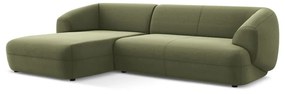 Zöld bársony sarokkanapé (bal oldali) Moana – Makamii