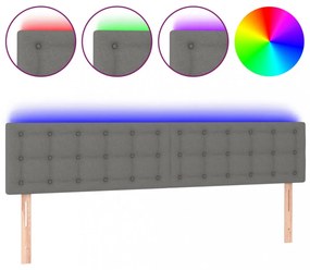 sötétszürke szövet LED-es fejtámla 160x5x78/88 cm
