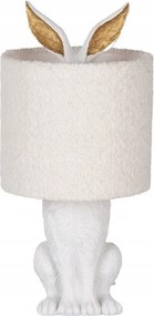 Fehér-arany nyuszis asztali lámpa fehér lenvászon lámpabúrával 20x43 cm