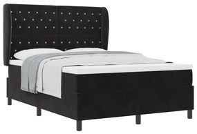 Boxspring Ágy Matrac nélkül Fekete 140x200 cm Bársony