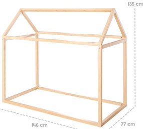 Natúr színű házikó alakú gyerekágy 70x140 cm Montessori – Roba
