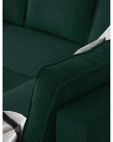 Sötétzöld kordbársony kinyitható sarokkanapé (jobb oldali-U alakú) Brave Dave – Miuform