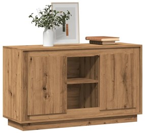kézműves tölgy színű szerelt fa tálalószekrény 102 x 35 x 60 cm