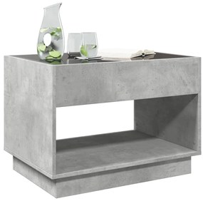 Betonszürke végtelen hatású LED-es dohányzóasztal 70x50x50 cm