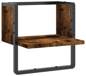 füstös tölgy színű fali polc rúddal 30x25x30 cm