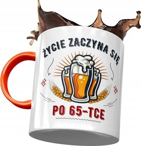 NarancssĂĄrga bögre SzĂŒletĂ©snapra 65 65-es 65-ös, fĂ©nykĂ©pes nyomattal