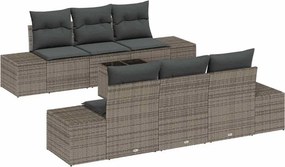 vidaXL Kerti Kanapé Szett párnával tárolóval 8 pcs Szürke polirattan